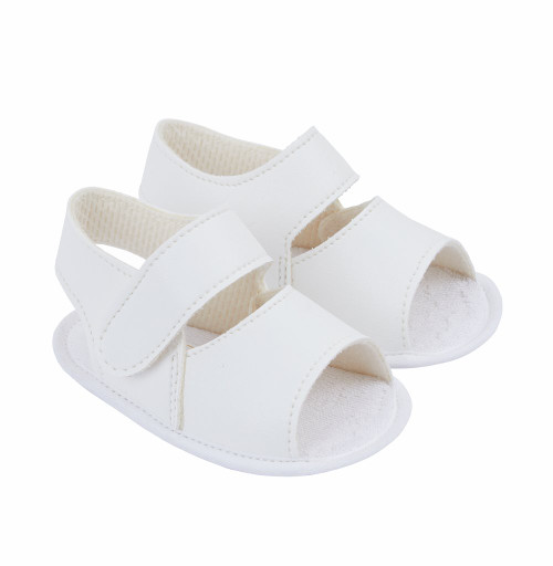 S051 Baypods Plain Velcro Soft Sole Sandal - White
