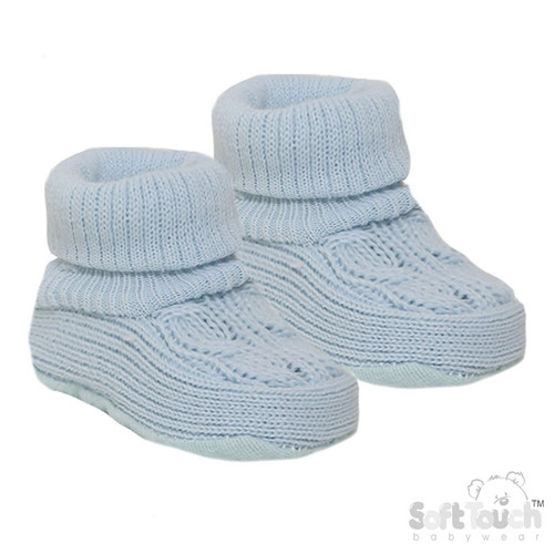 S403 Soft Touch Cable Knit Bootee - Blue