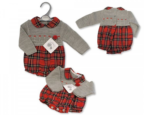 Nursery Time Baby Knitted Tartan Romper