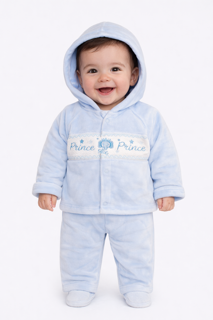 Nursery Time Baby Boys Velour 3 pcs Set with Smocking - Prince 405