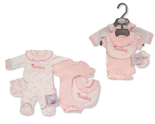 Nursery Time Premature Baby Girls 4 pcs Set with Smocking and Bows - Cuddles
