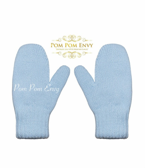 Pom Pom Envy Mitts - Blue