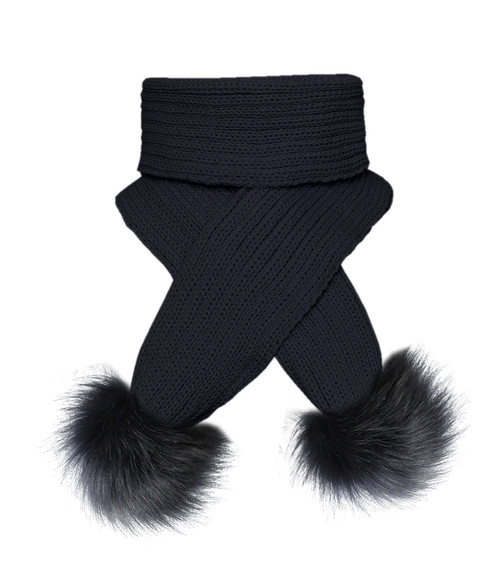 Pom Pom Envy Scarf - Navy