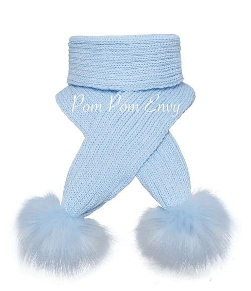 Pom Pom Envy Scarf - Blue