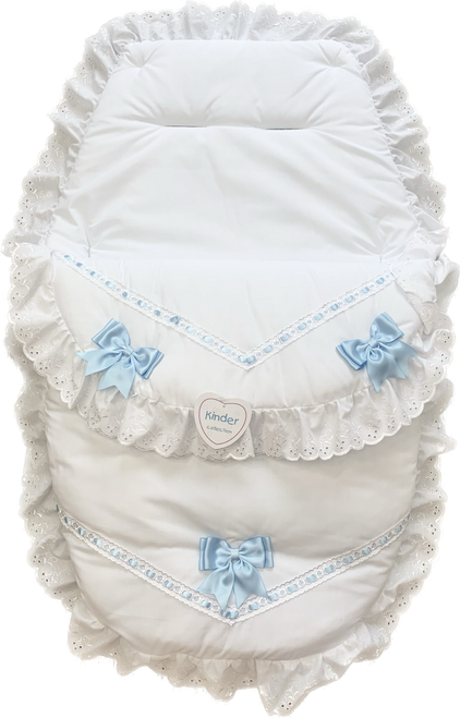 4899 KINDER POLY COTTON & SATIN BOWS 3 IN 1 - WHITE/BLUE
