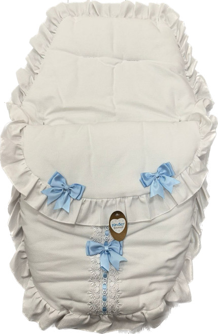 5823 KINDER BOUTIQUE  WAFFLE 3 IN 1  with RIBBON SLOT LACE WHITE/BLUE