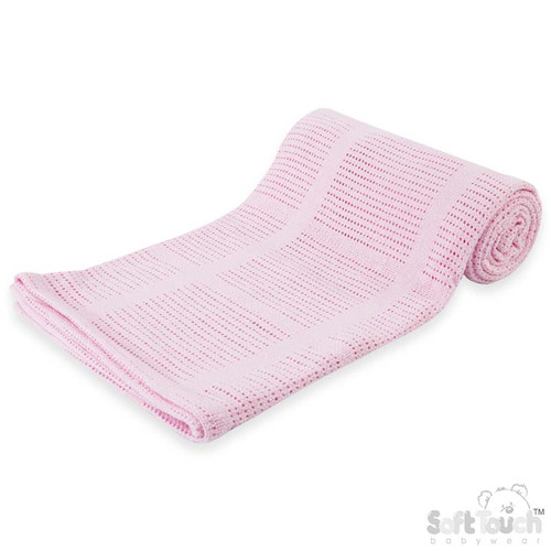 SOFT TOUCH Pink Cot Cellular Cotton Baby Blanket : CBC56-B