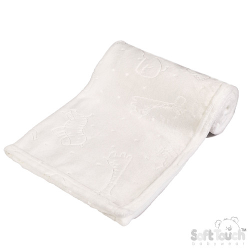 FBP305-W SOFT TOUCH White Animal Embossed Flannel wrap - WHITE
