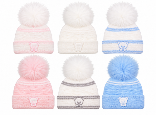 KINDER POM TEDDY MOTIF PULL-ON HAT 1682
