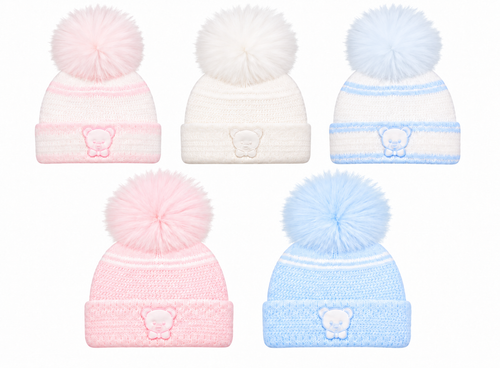 KINDER POM TEDDY MOTIF PULL-ON HAT 1682