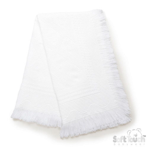 SH08 Soft Touch Heart Design Shawl - White