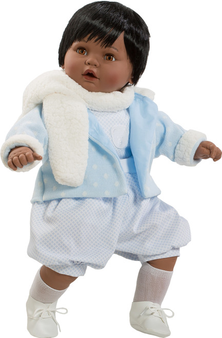 Berbesa Baby Sweet Little Black Doll with Blue Outfit 8035