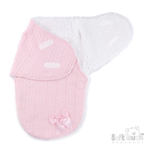 Soft Touch SW188 Pink Cable Swaddle Wrap w/Bow : SW188-p