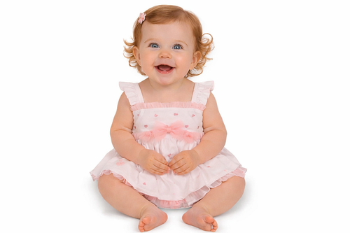 Nursery Time BABY DRESS-N/B 0/3 3/6 6/9-WHITE / HEART BIS-2120-6398