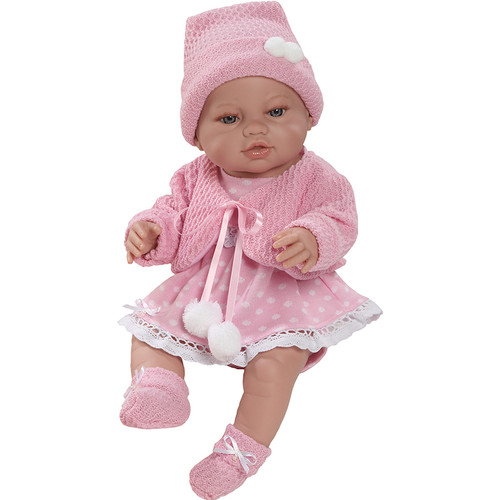 BERBESA BEBE NEWBORN DOLL PINK DRESS & HAT 51101 BAGGED