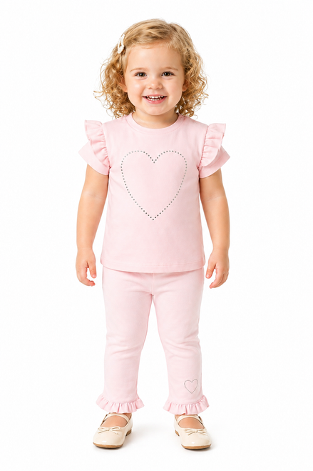 Visara Pink Legging Set with Bling Heart Detail 8890 2/3 - 5/6 Years