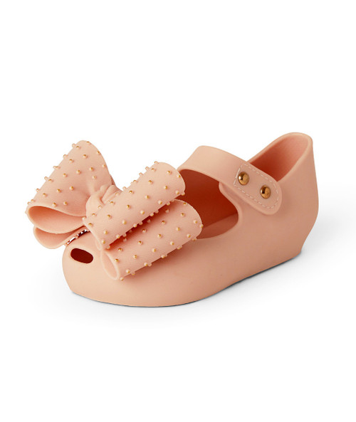 JANE PEARL TRIM TRIM BOW JELLY SHOES - 20-25 - PINK.
