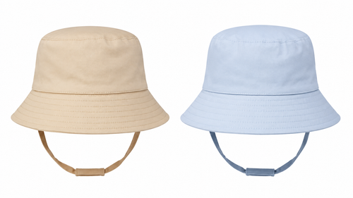 Pesci Kids Plain Bucket Sun Hat Beige/Blue 0192X/0193X