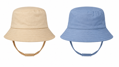 Pesci Kids Plain Bucket Sun Hat Beige/Slate Blue 0192X/0193X