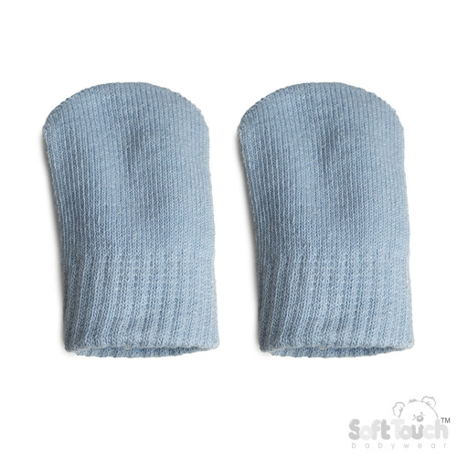 SOFT TOUCH Blue Infant (NB-12m) Brushed Cotton Mittens No BM704-C-B