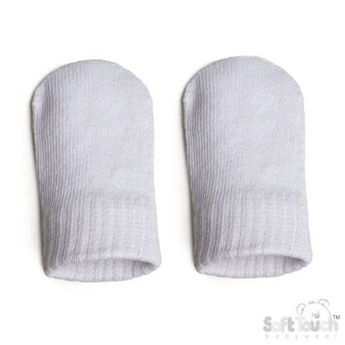 SOFT TOUCH White Infant (NB-12m) Brushed Cotton Mittens No BM704-C-B