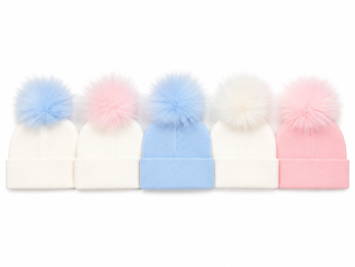 KINDER bOUTIQUE CT94 SMOOTH KNIT POM POM TURN UP HAT 3XL