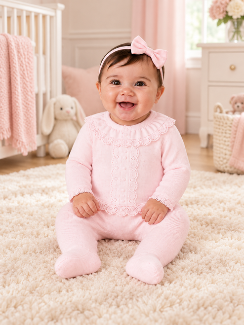 NURSERY TIME BABY 2 PCS SET WITH FRONT LACE - 59 - PINK BW-10-1261