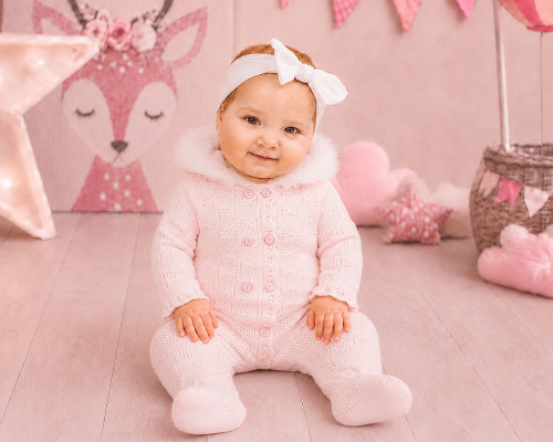 NURSERY TIME BABY ALL IN ONE WITH FUR HOOD - 83 - PINK BW-10-1265