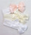 HB 9986 PINK/WHT/IVORY LARGE SATIN & ORGANZA BOW COTTON/LYCRA HEADBAND