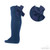 S51-N 'SOFT TOUCH' NAVY SATIN BOW KNEE SOCKS  - NAVY
