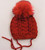 K4F RED FUR POM CHEVRON KNIT DOUBLE THICKNESS TIE ON HAT - 1/4YRS