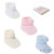 S408  SOFT TOUCH FINE KNIT POM POM BOOTEES - WHT/PINK/BLUE