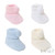 S408  SOFT TOUCH FINE KNIT POM POM BOOTEES - WHT/PINK/BLUE