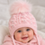 KH4C KINDER DIAMOND KNIT DIAMANTE FUR POM HAT