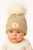 CT70 KINDER BOUTIQUE SOFT FUR POM TEDDY PULL ON HAT 1ST SIZE BEIGE