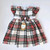 Kinder Collection White Tartan Dress with Satin Trim & Fabric Bow - 3020