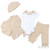 Soft Touch Beige Tiny Baby 4 Piece Ribbed Garment Set No. PR12-BI
