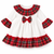 Kinder Boutique White/Red Bow Tartan Dress 6060