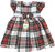 Kinder Collection White Tartan Dress with Satin Trim & Fabric Bow - 3020.