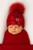 Kinder Boutique CT105 1ST SIZE DIAMANTE BOW FUR POM HAT - RED
