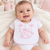 Soft Touch White Velcro Bib Pink Rocking Horse Embroidery : P3617-BP-P