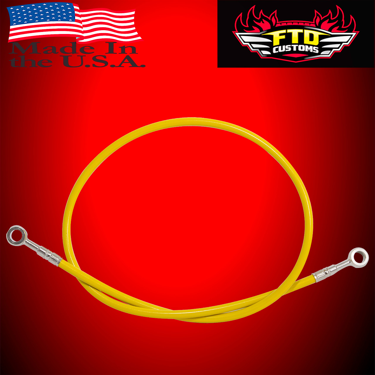 Yellow 36 inch Brake Line for swingarm extensions and extended swingarms
