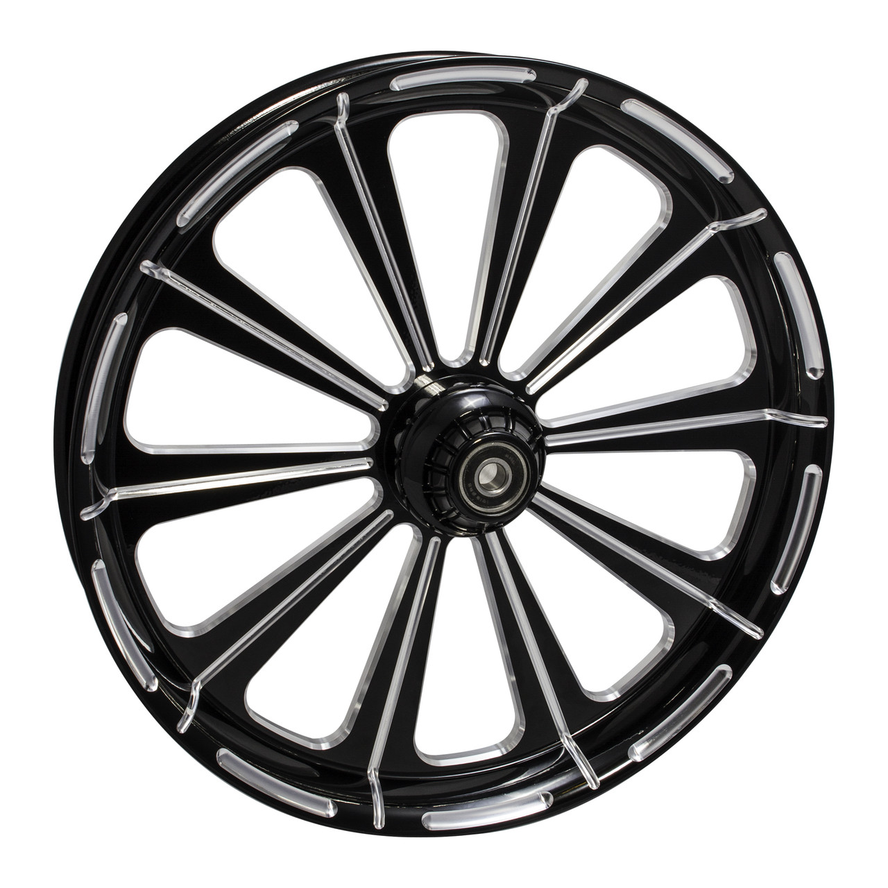 Black Contrast Harley Davidson 21 inch Fat Front Motorcycle Wheels Redemption