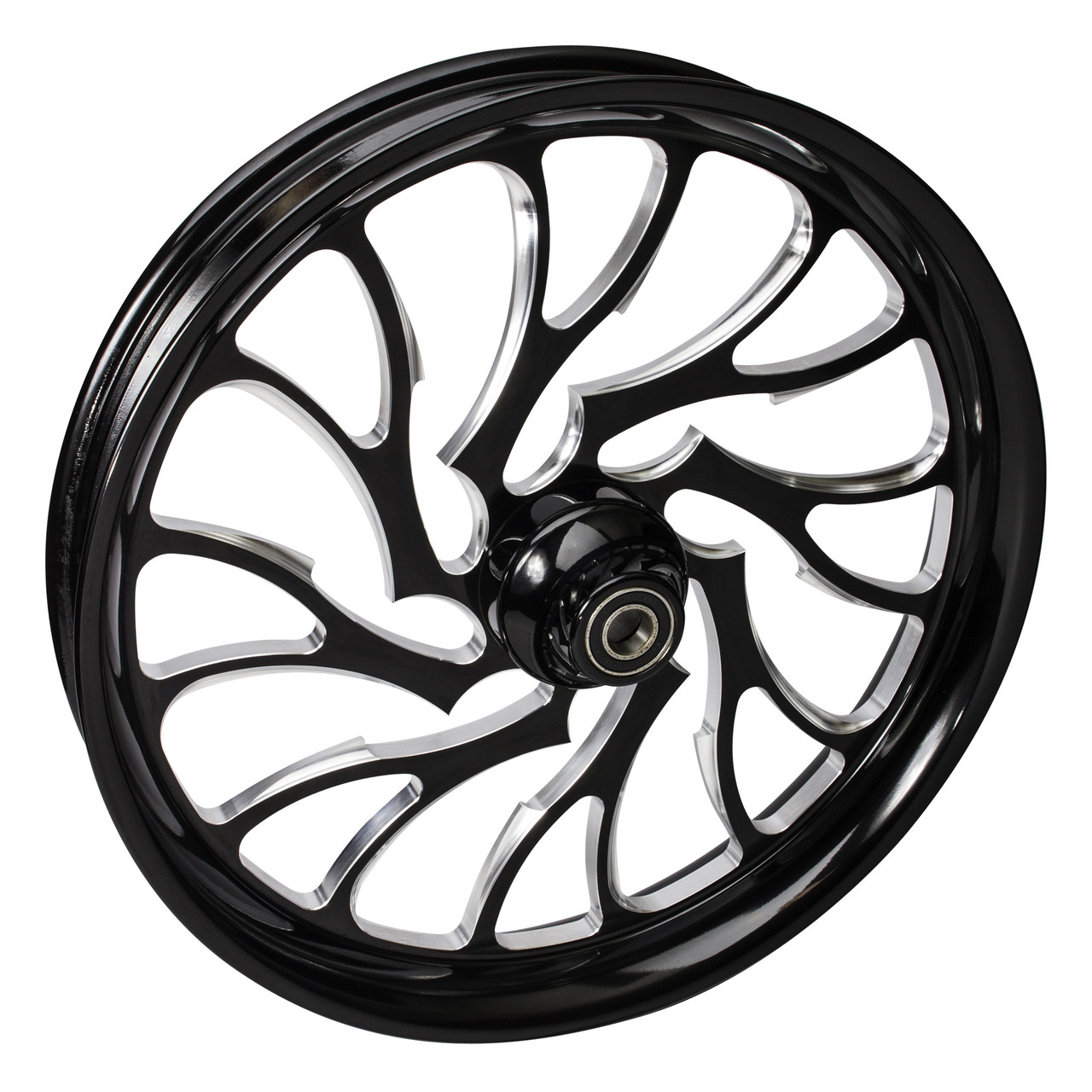 FTD Customs Black Contrast Harley Davidson 21 inch Fat Front Motorcycle Wheels