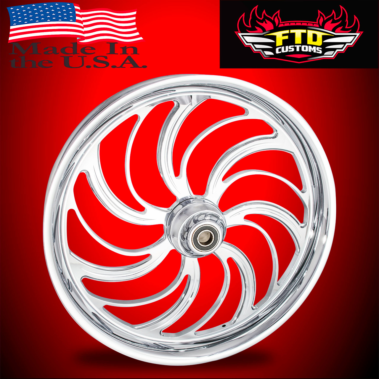 FTD Customs Chrome Harley Davidson 21 inch Fat Front Motorcycle Wheels - Creeper