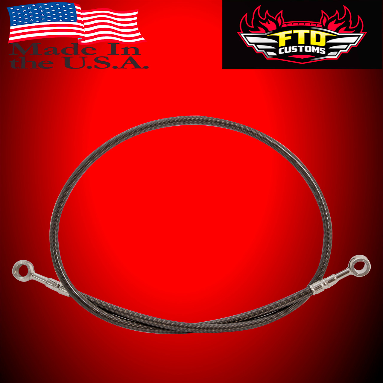 Galfer 36 inch rear brake line for swingarm extensions and stretched swingarms Smoke