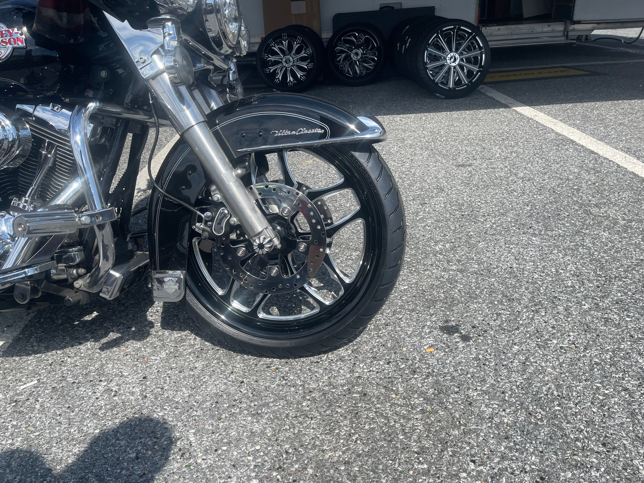 FTD Customs Harley Davidson 23 inch Black Contrast Fat Front Wheel - Thrasher