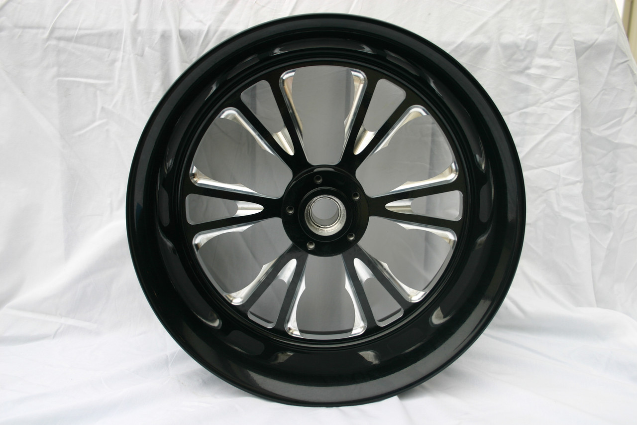 FTD Customs Harley Davidson 23 inch Black Contrast Fat Front Wheel Exile