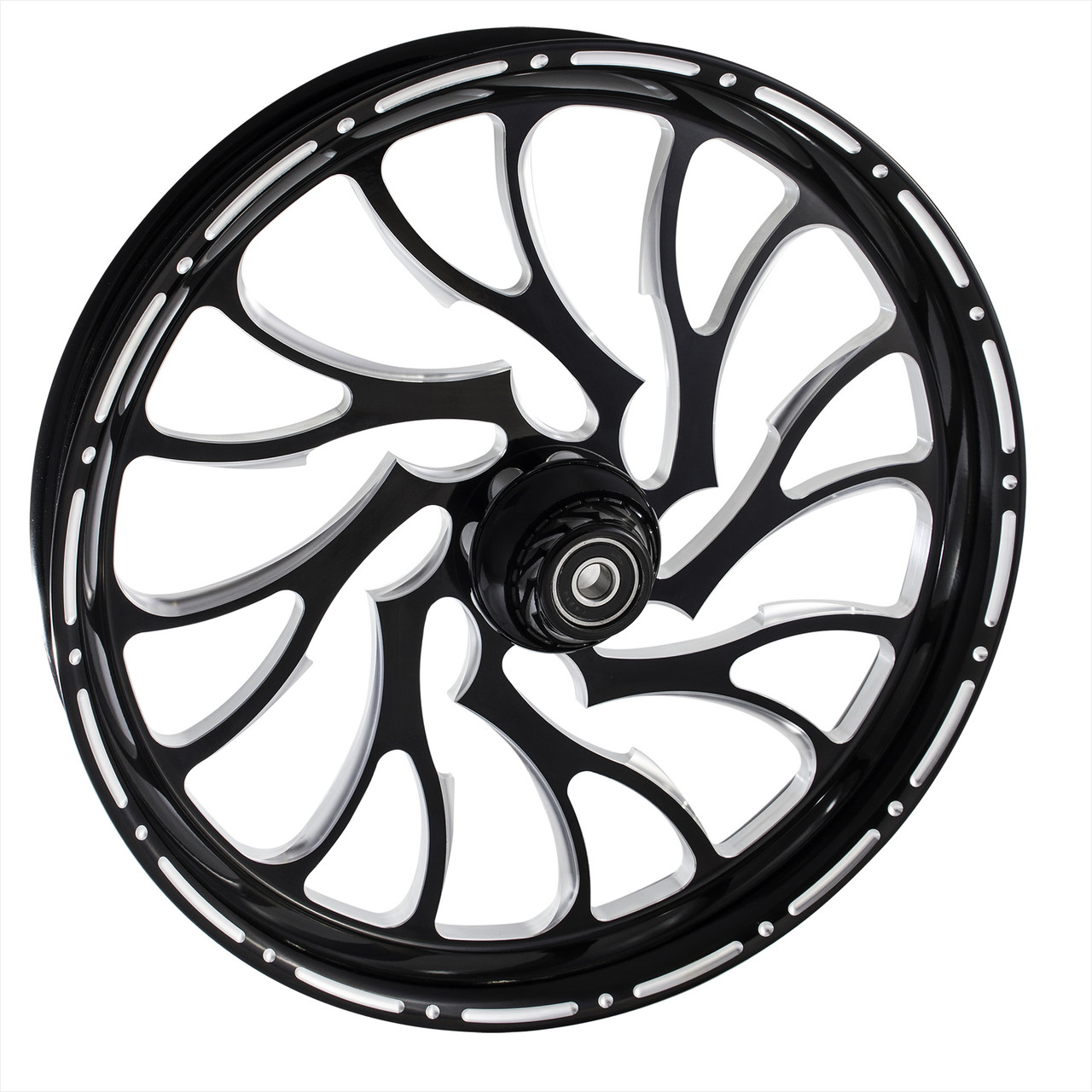 FTD Customs Black Contrast Harley Davidson 26 fat front Wheels Nightmare LD