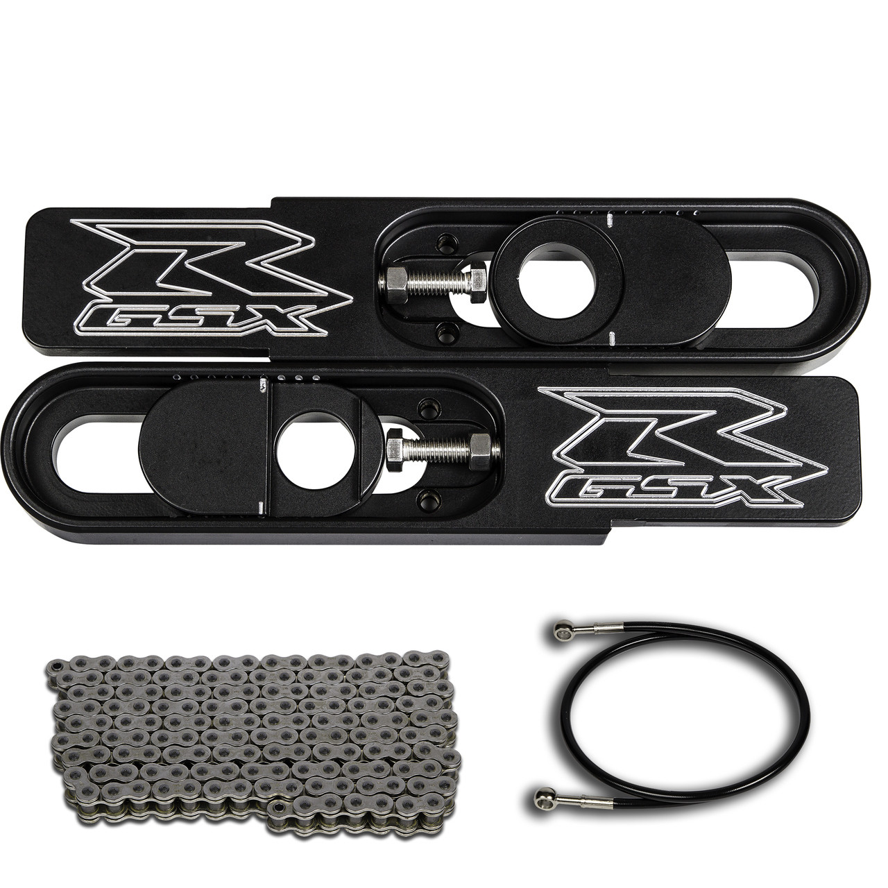 GSXR 1000 Swingarm Extensions - Black Finish - Engraved